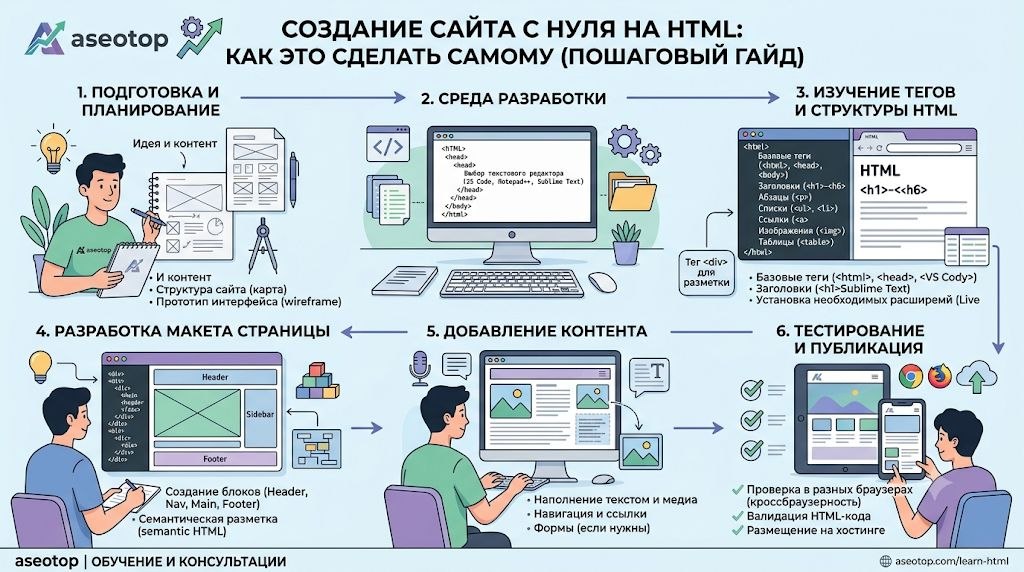 Создание сайта с нуля с использованием языка HTML
