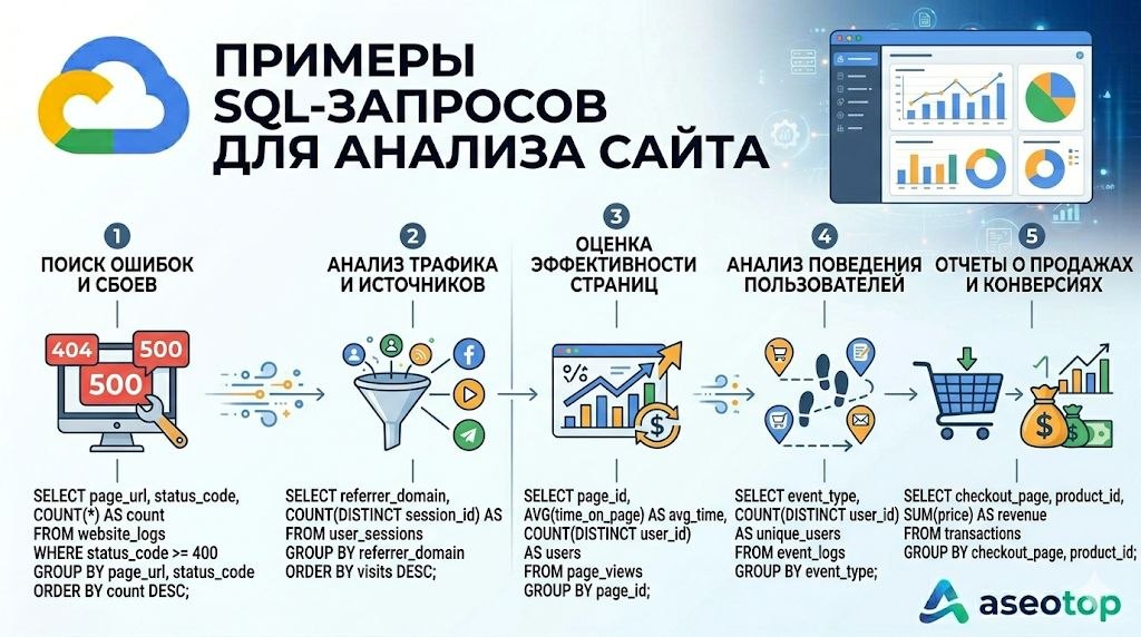 Примеры SQL-запросов для анализа сайта