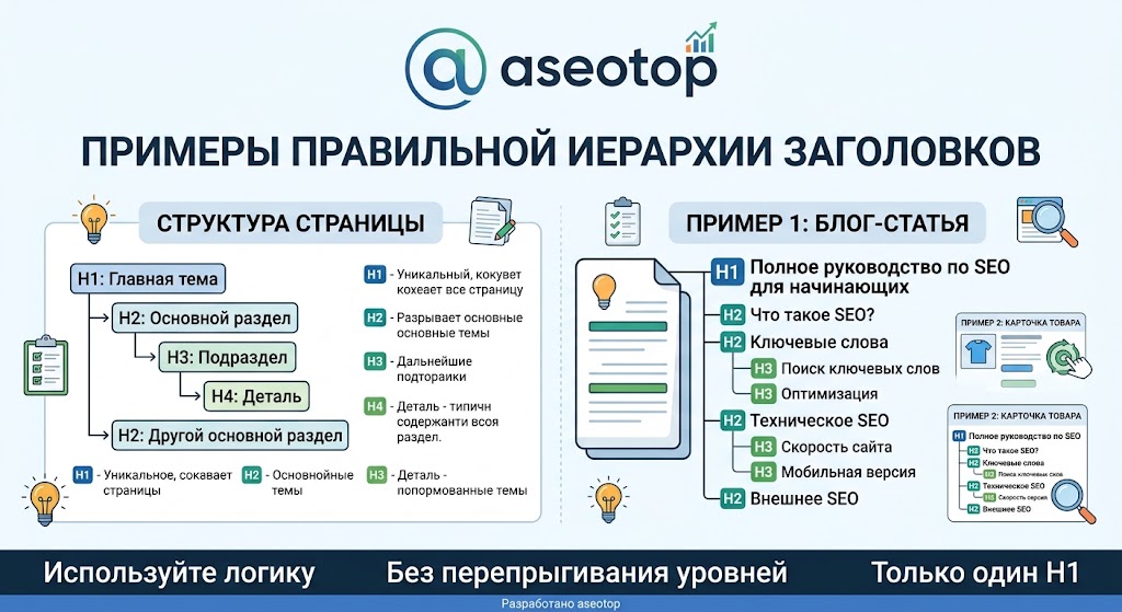 Правильная иерархия заголовков h1-h6